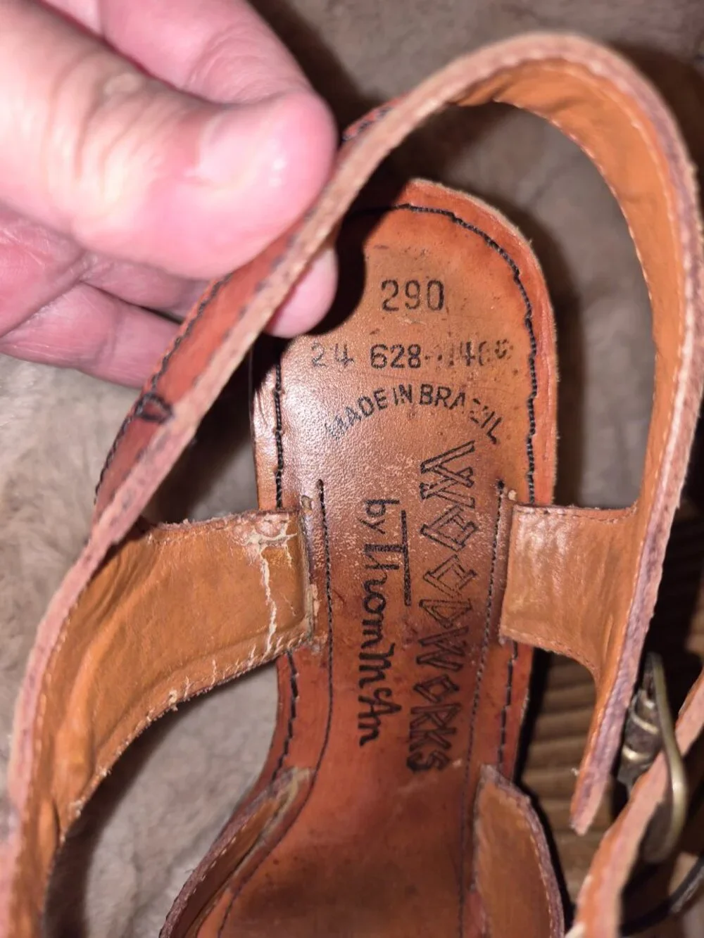 Vintage 1970 Thom McAn Wooden Platform Wedge Sandles